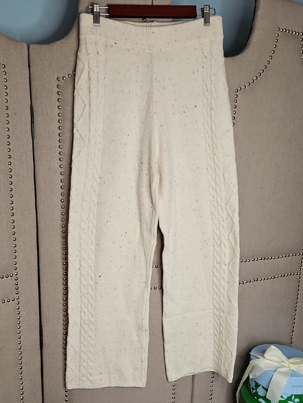 Old Navy SoSoft Speckled Cabelled Knit Lounge Pants Ivory - Picture 10 of 10